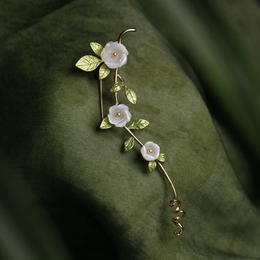 Morado Gold-Plated Freesia Copper Brooch, Handmade Botanical Copper Jewelry