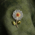 Morado White Quartz Daisy Magnet Brooch, Gold-Plated Copper Flower Pin