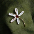 Morado Baroque Garnet Iris Floral Brooch, Handmade Gold Plated Copper Pin