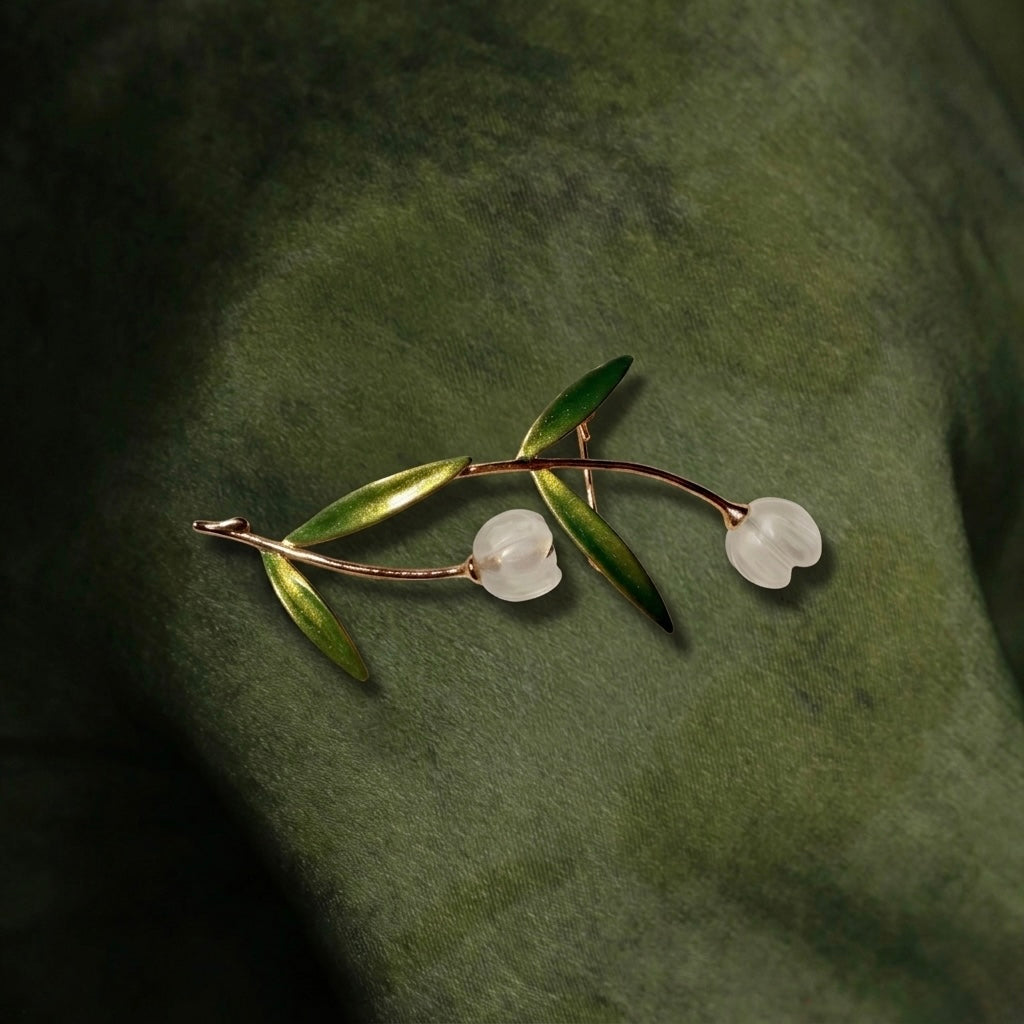 Morado White Crystal Flower Brooch, Gold Plated Copper Poppy Pin, Minimal Botanical Brooch
