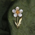 Morado Baroque Pearl Flower Brooch, Gold Plated Floral Lapel Pin, Multi-wear design