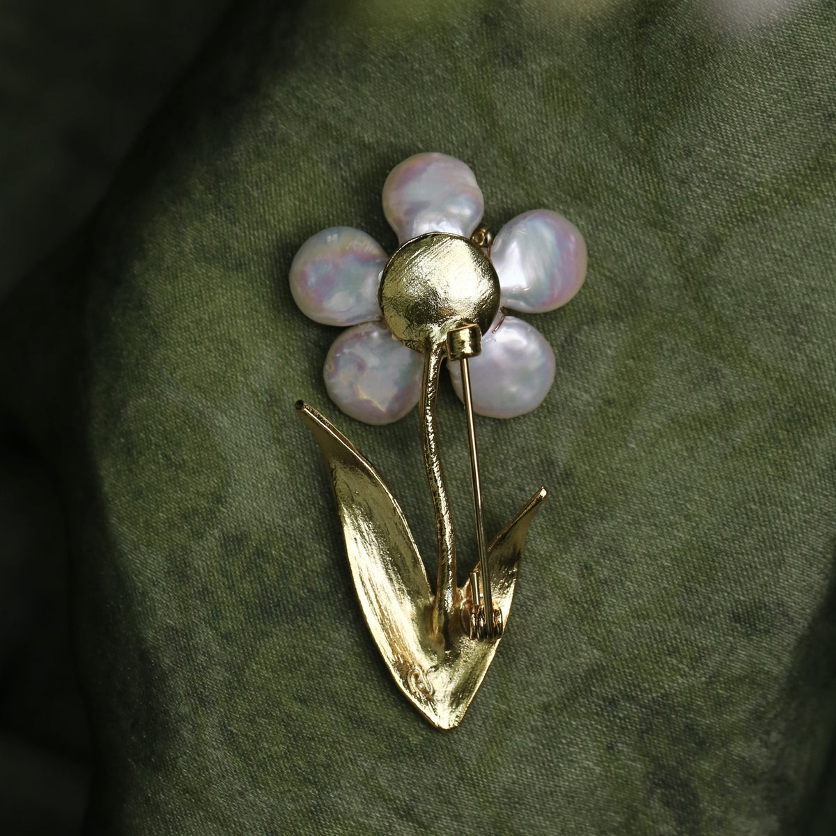 Morado Baroque Pearl Flower Brooch, Gold Plated Floral Lapel Pin, Multi-wear design