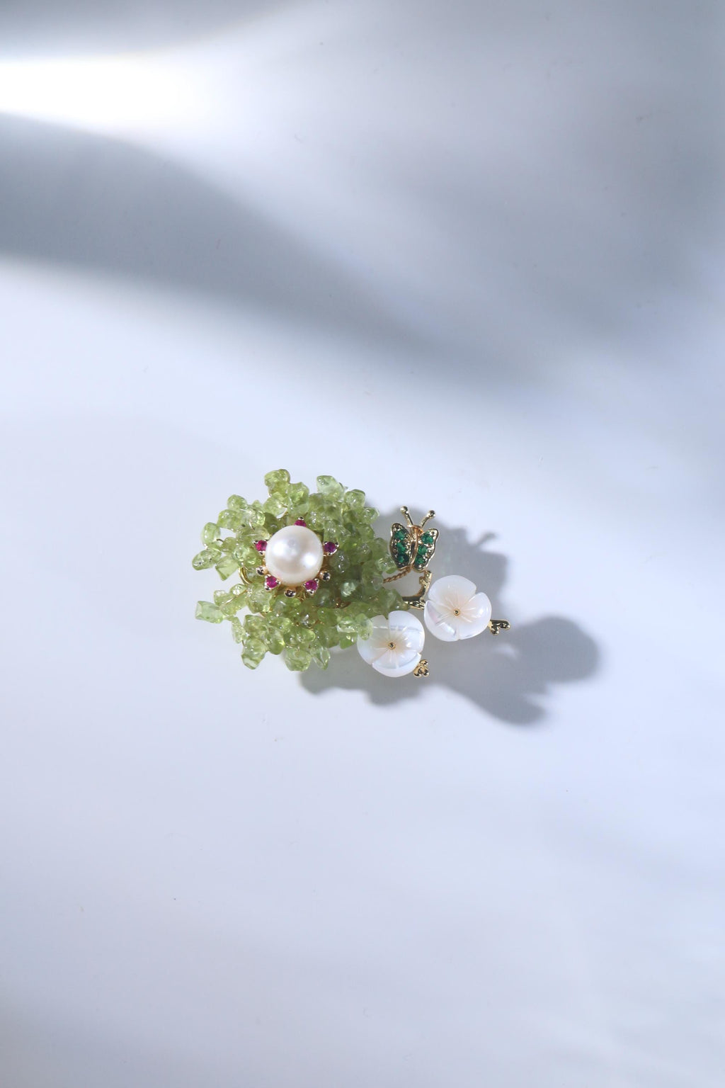 Morado Monet's Garden Brooch | Handmade Impressionist Jewelry with Peridot, Aquamarine & Amethyst for Blossoming Creativity