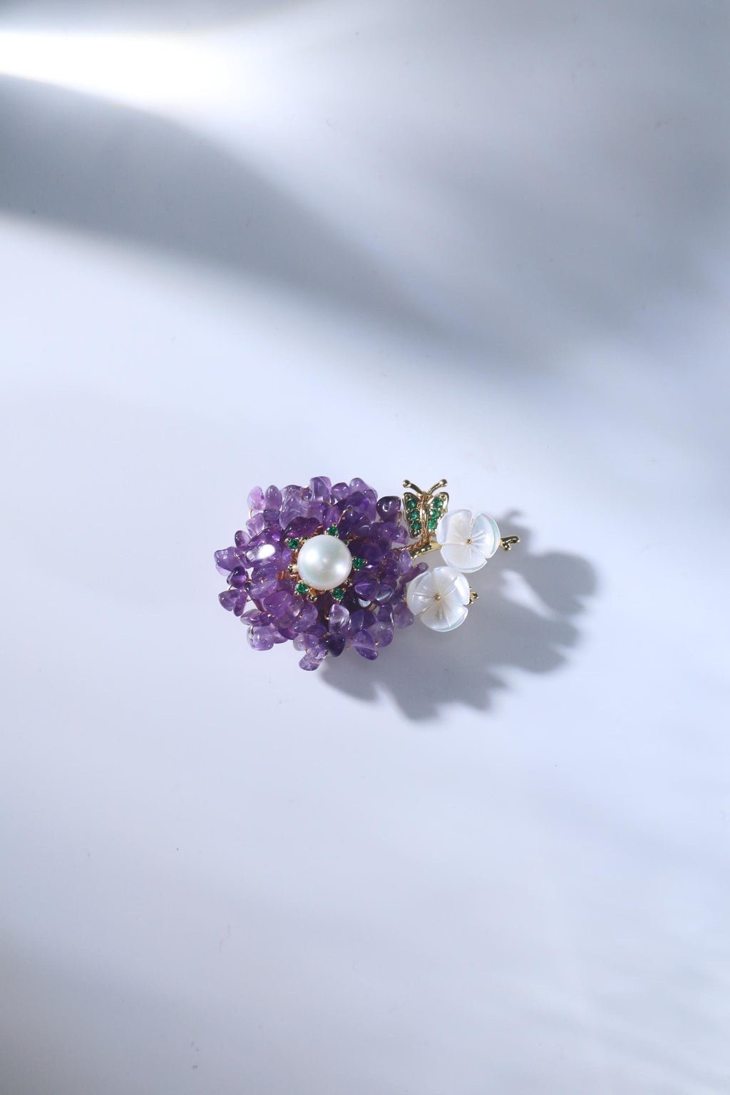 Morado Monet's Garden Brooch | Handmade Impressionist Jewelry with Peridot, Aquamarine & Amethyst for Blossoming Creativity