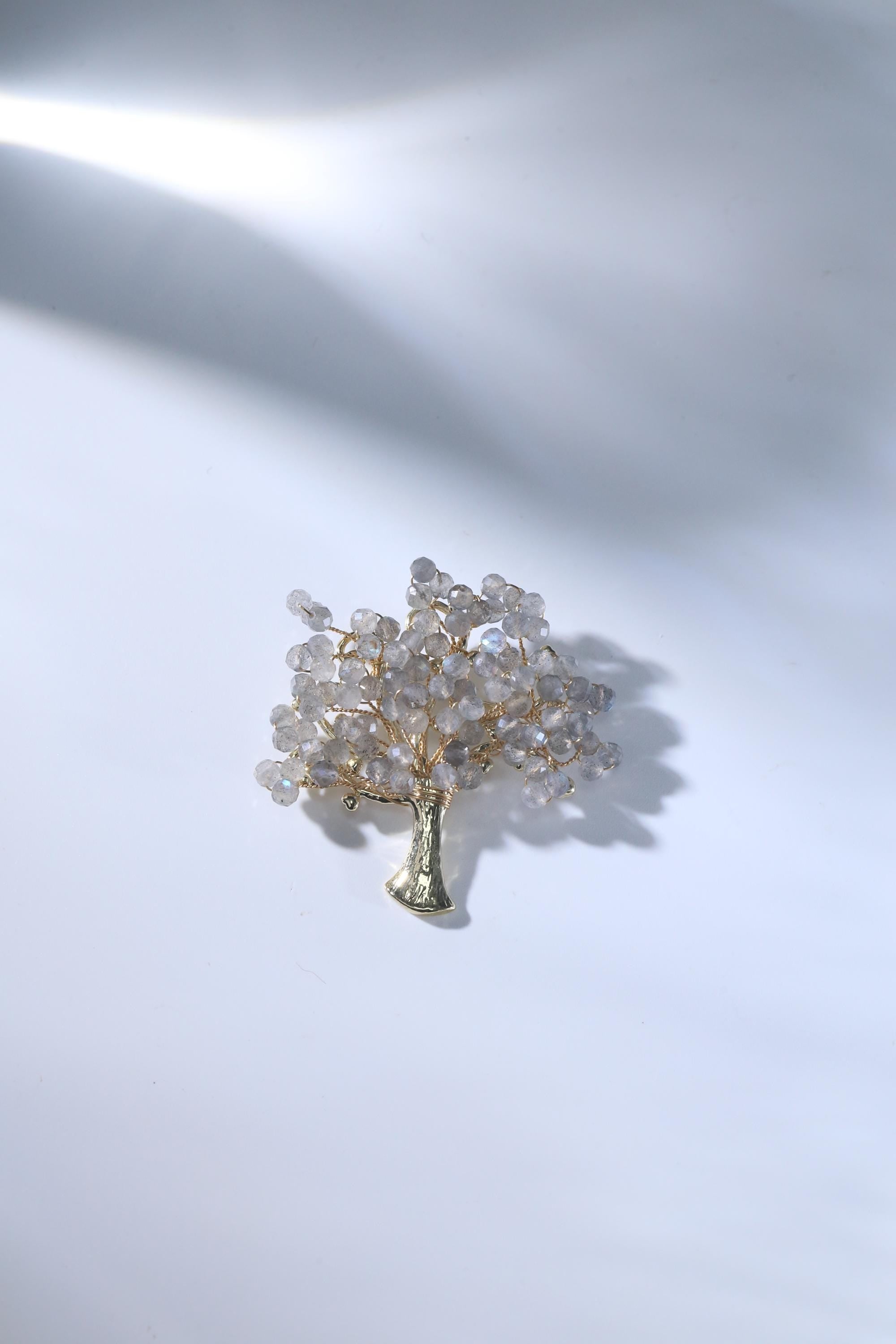 Morado Handmade Tree of Life Brooch: Tiger's Eye, Moonstone & Fluorite, Multi-Wear Pin