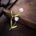 Morado Gold Plated Copper White Crystal Flower Brooch, Handmade Poppy Blossom Pin, Multi-wear design