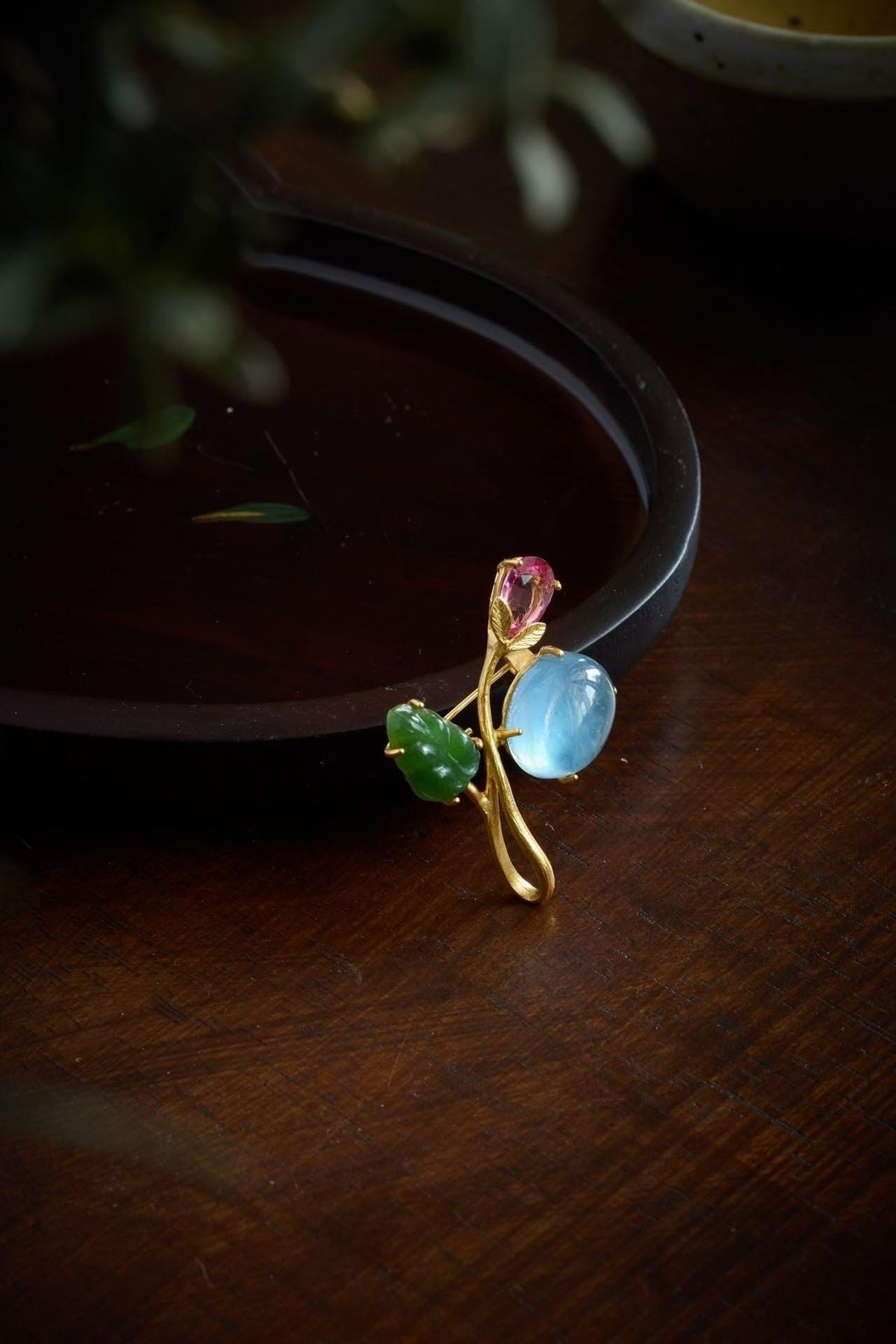 Morado Gold-Plated Silver Aquamarine Topaz Brooch, Multi-Wear Pin