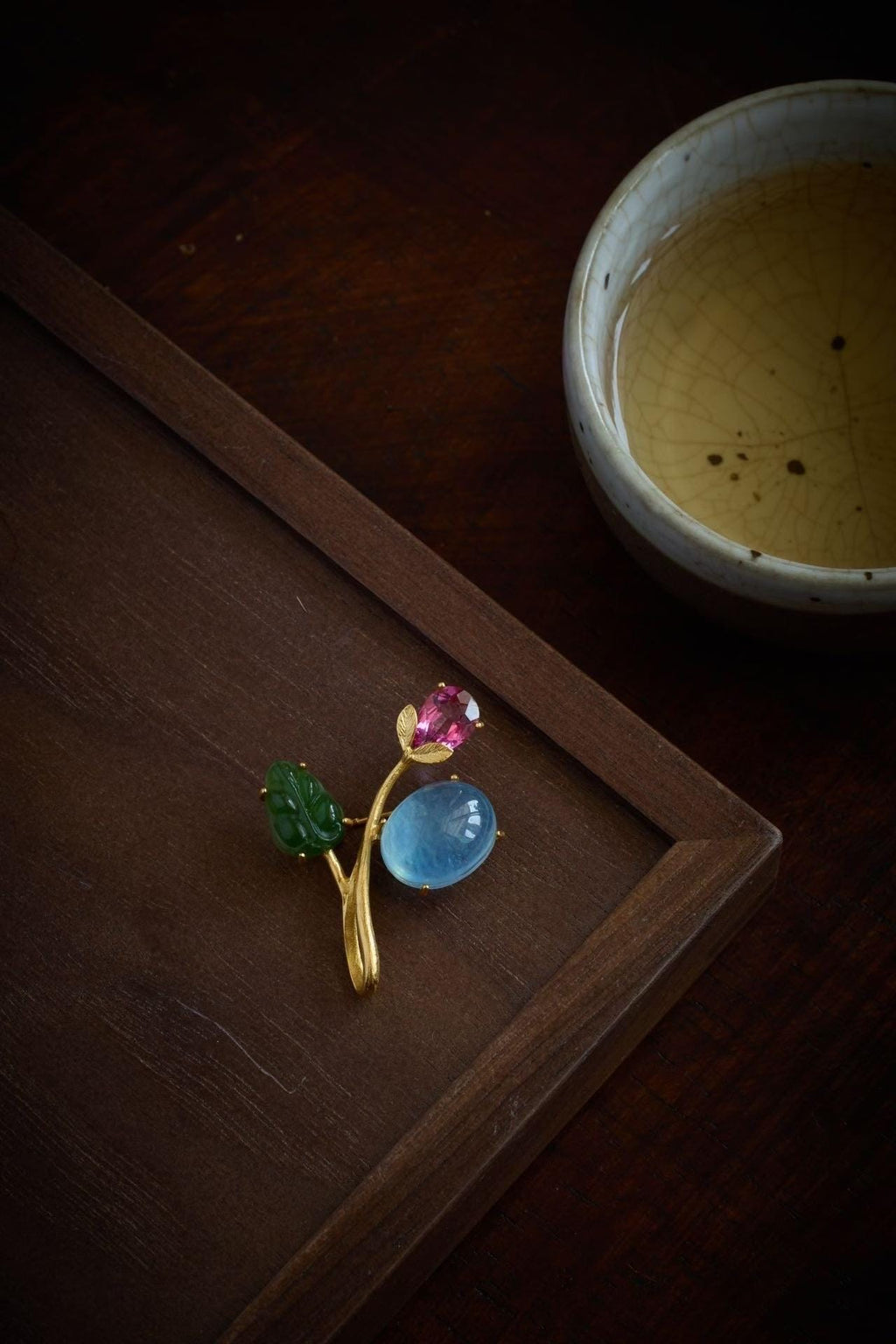 Morado Gold-Plated Silver Aquamarine Topaz Brooch, Multi-Wear Pin