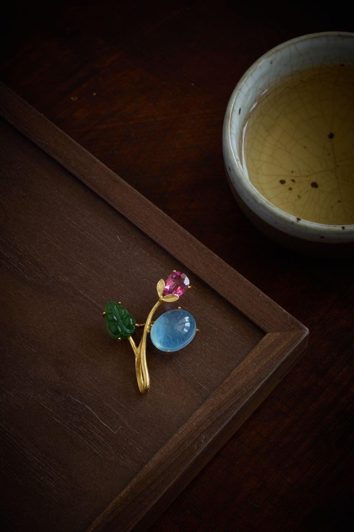 Morado Gold-Plated Silver Aquamarine Topaz Brooch, Multi-Wear Pin