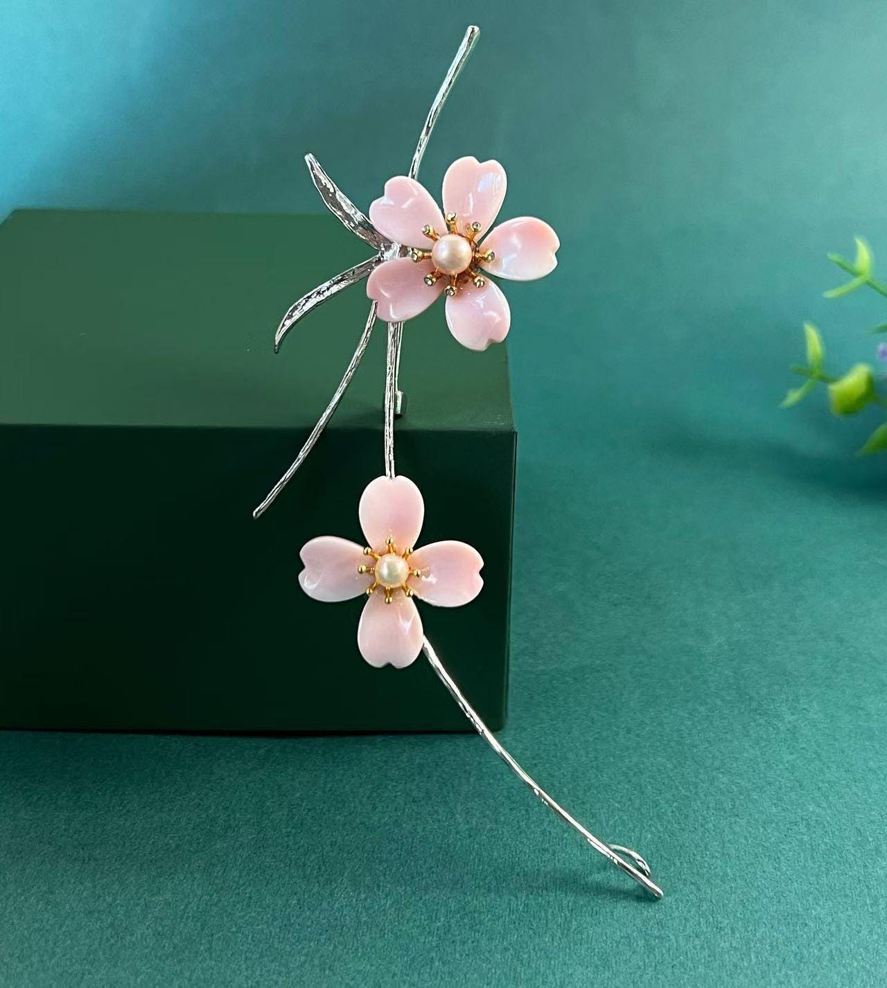 Morado Copper-Gilt Cherry Blossom Brooch • Pink Emperor Shell & Pearl