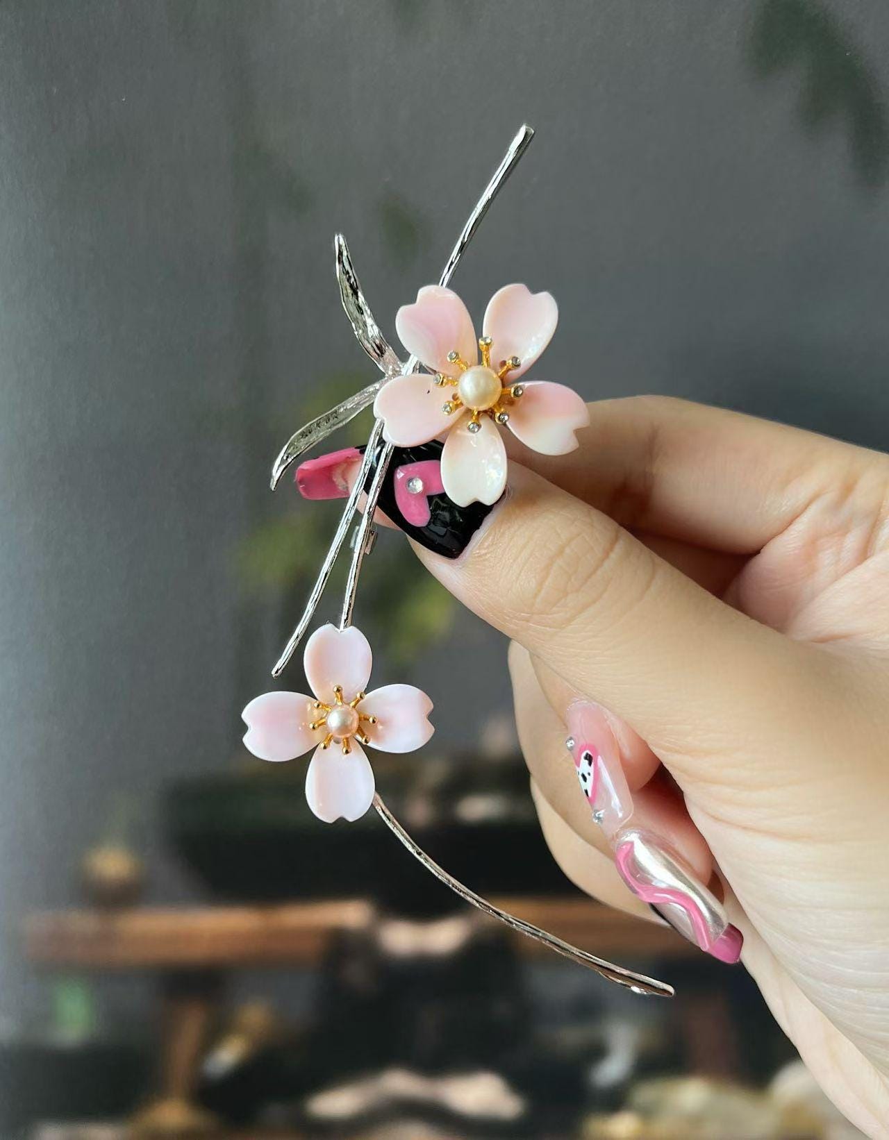 Morado Copper-Gilt Cherry Blossom Brooch • Pink Emperor Shell & Pearl