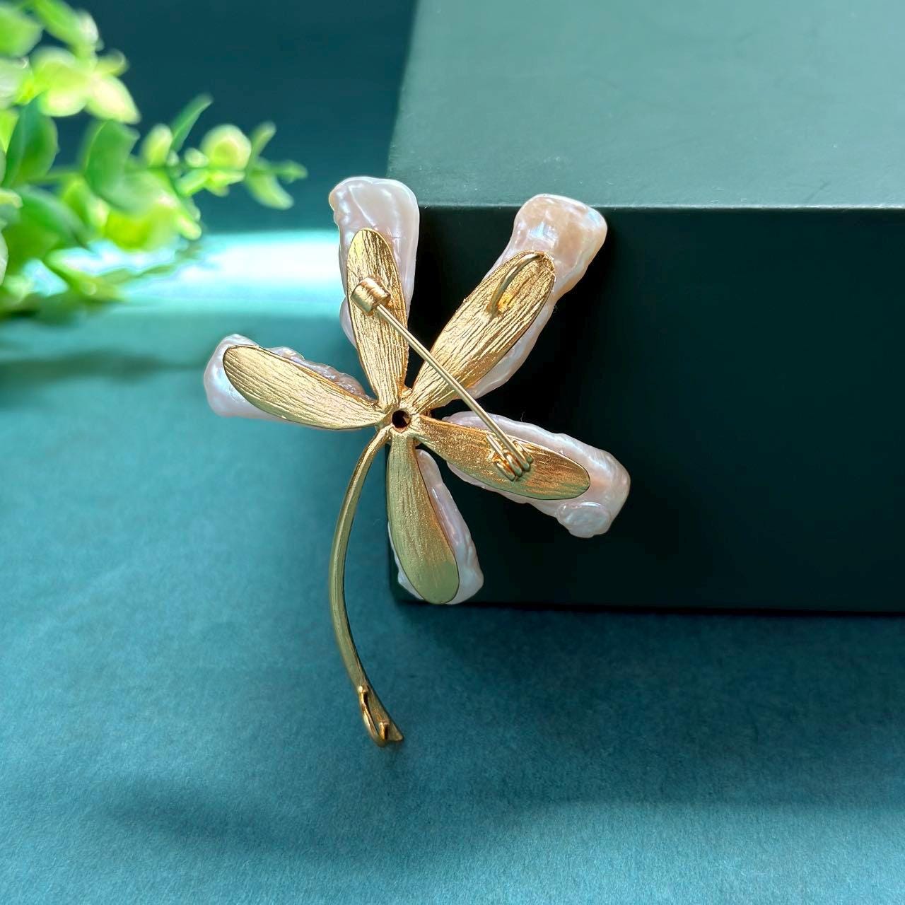 Morado Baroque Garnet Floral Brooch | Handmade Raw Gemstone & Copper Pin, Gold Plated Statement Flower