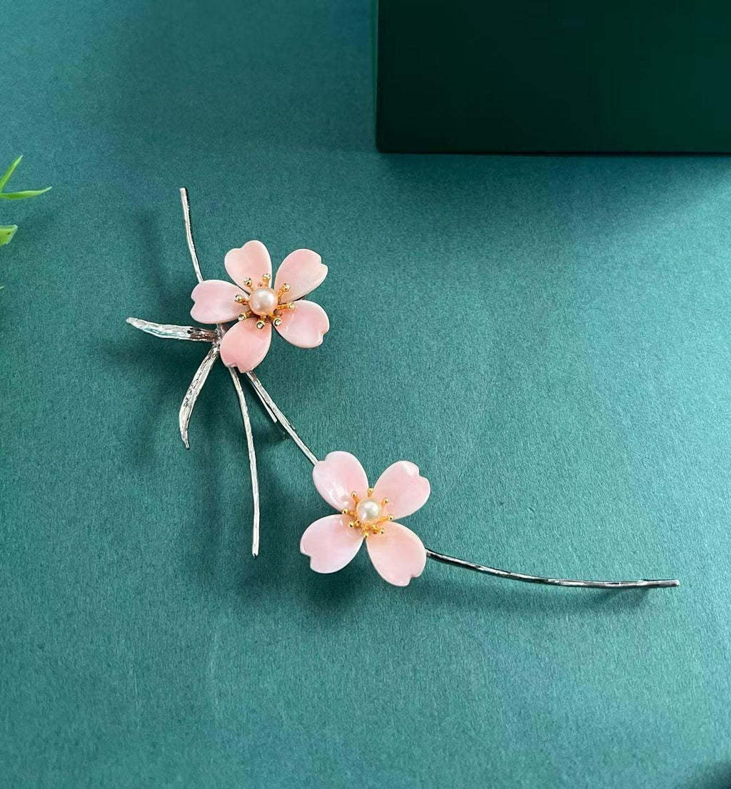 Morado Copper-Gilt Cherry Blossom Brooch • Pink Emperor Shell & Pearl
