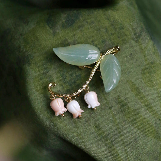 Morado Jade & Conch Shell Brooch, Ocean Guardian Amulet, Multi-wear design