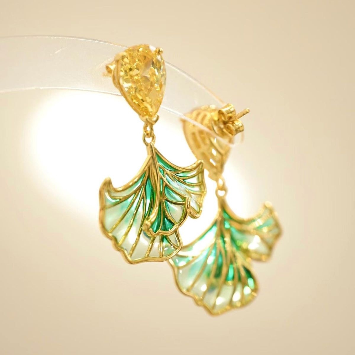 Morado Mermaid Tail Enamel Drop Earrings, 925 Sterling Silver Plique-à-Jour Zirconia Dangle Earrings