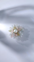 Morado Monet's Water Lily Brooch, Handmade Impressionist Jewelry with Fluorite & Pearls for Serene Creativity